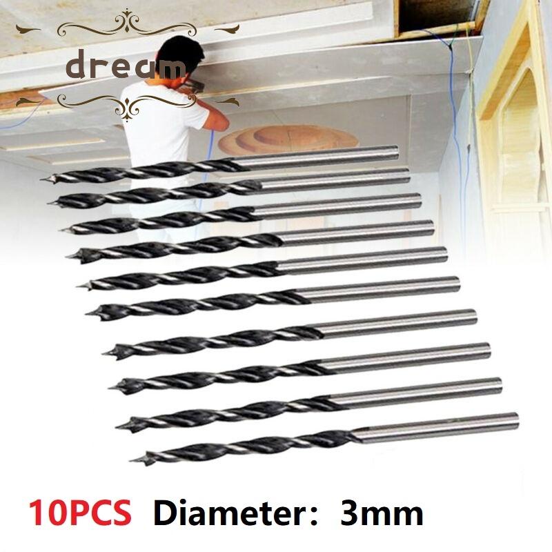 【DREAMLIFE】10Pcs 3mm Diameter Woodworking Drill Bit Wood Drills With Center Point Pack New
