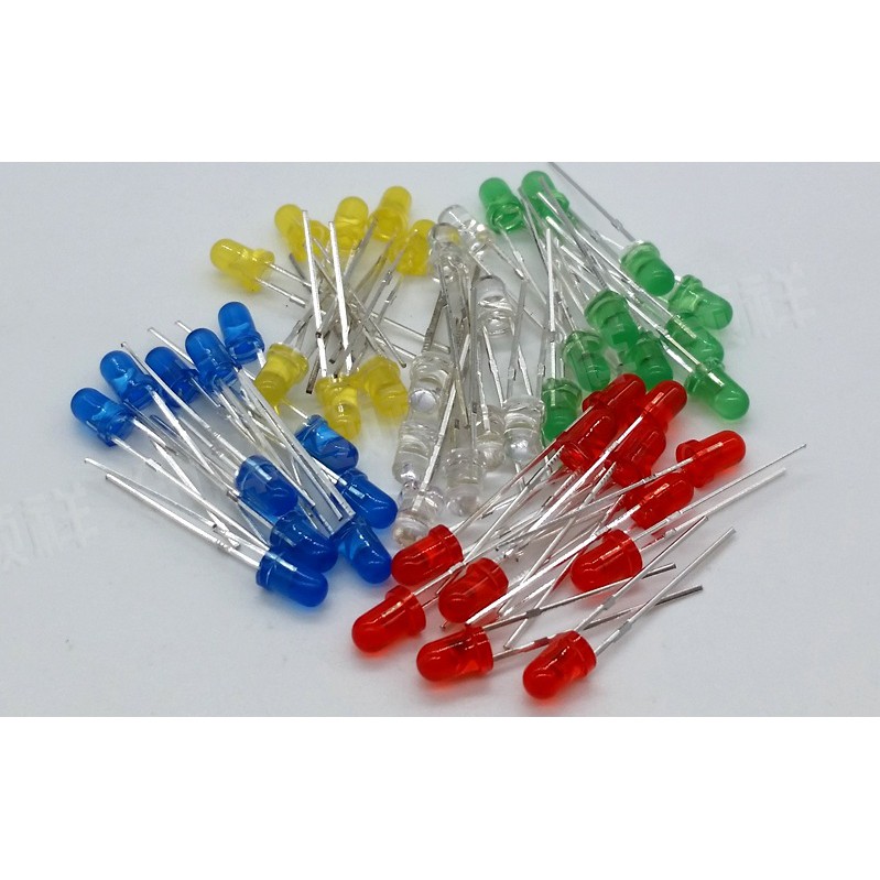 Gói Led 3mm 100 con, 5 màu khác nhau