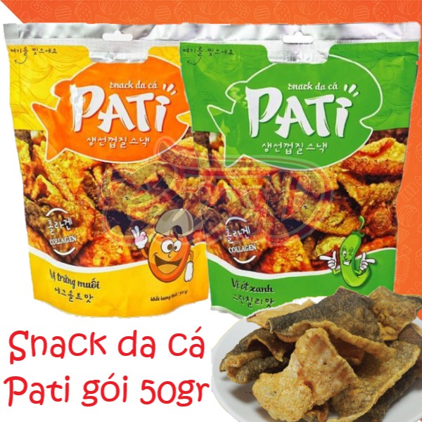 [Mã 66FMCGSALE hoàn 8% đơn 500K] (2 vị) Snack da cá Pati gói 50gr