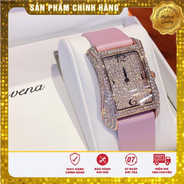 Đồng hồ nữ Davena mặt chữ nhật full đá cực xinh Chính Hãng