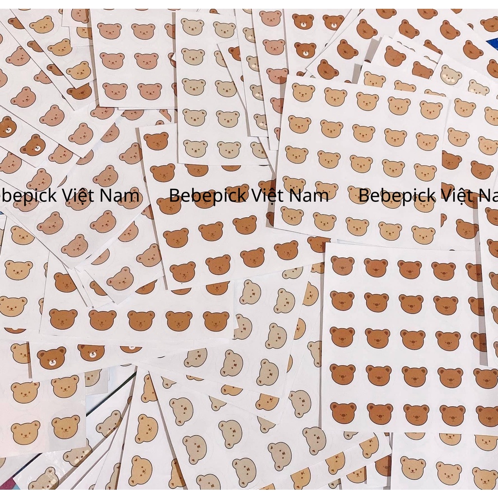Sticker Gấu dán bình sữa đồ dùng cho bé