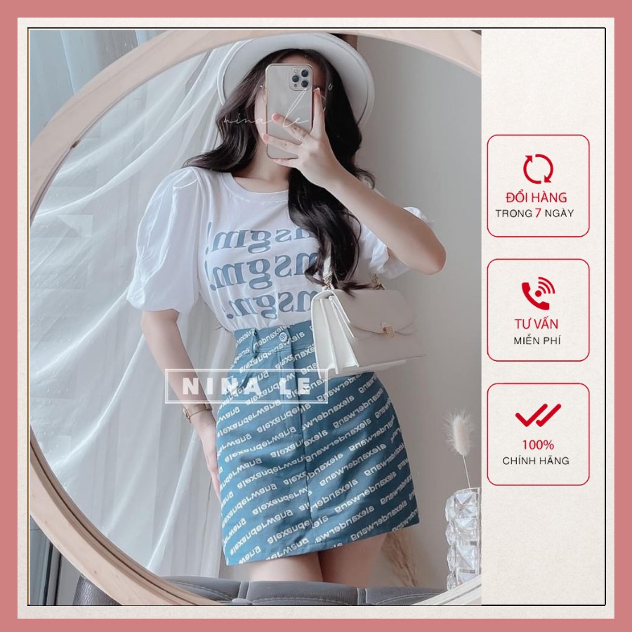 Set Đồ Nữ Đẹp 🔥FREESHIP🔥 Sét áo tay bồng Mix Chân Váy In Kín Sang Chảnh (Ảnh Thật +Video)