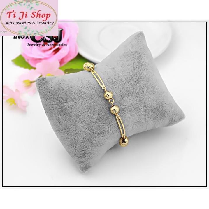 Lắc tay nữ inox mạ vàng chạm máy cách điệu thời trang