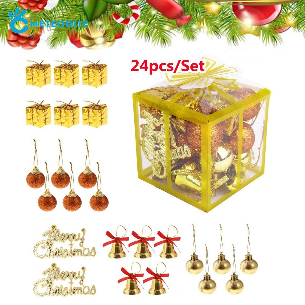 Set 24 Trái Châu Treo Trang Trí Cây Thông Giáng Sinh