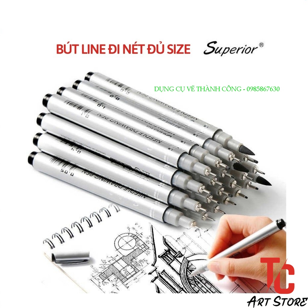 Bút Line KHÁNG NƯỚC Vẽ Kỹ Thuật Superior