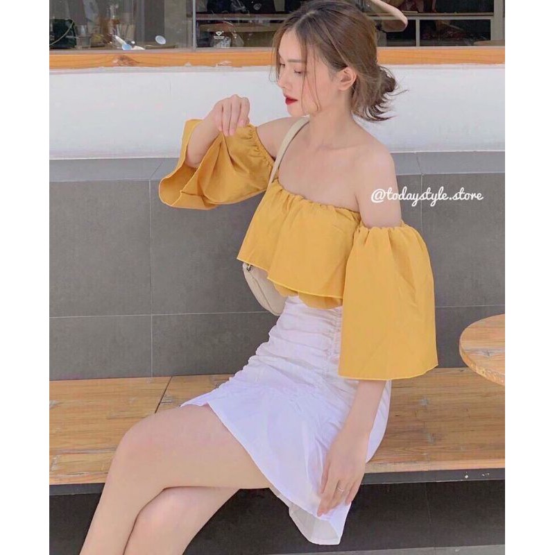 Áo trễ vai và chân váy nhún, set đồ nữ cá tính TIK TOK STORE | BigBuy360 - bigbuy360.vn