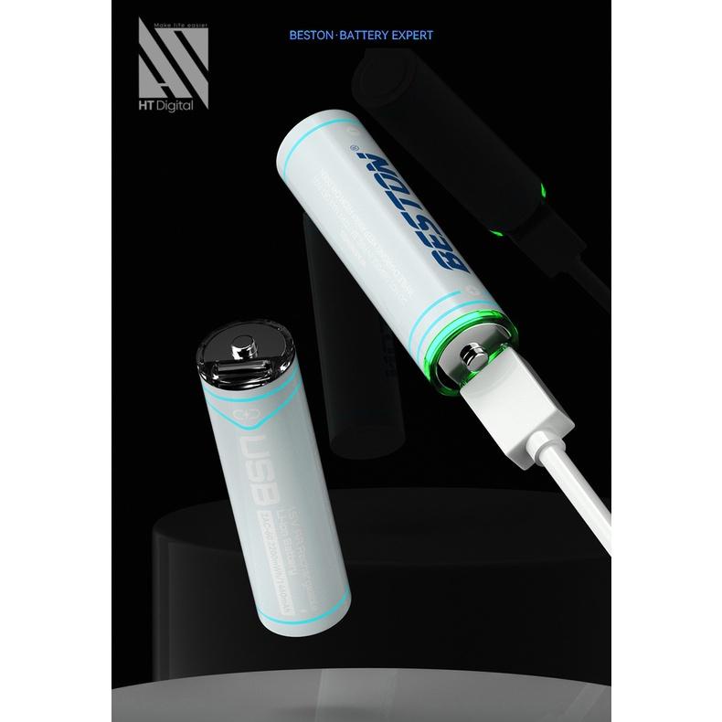 Pin Sạc AAA 1.5V USB Lithium Beston Dùng Cho Remote, Máy Đo Huyết Áp, Máy Hút Sữa Bé, Khóa Cửa, Micro, Chuột máy tính