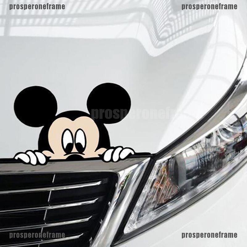 1 Sticker Dán Kính Chiếu Hậu Hình Chuột Mickey Dễ Thương Cho Xe Hơi 14x8c