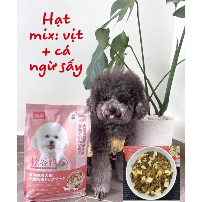 HẠT NHẬT MIX THỊT TƯƠI SẤY GÀ+ CÁ HỒI + VỊT CHO CHÓ