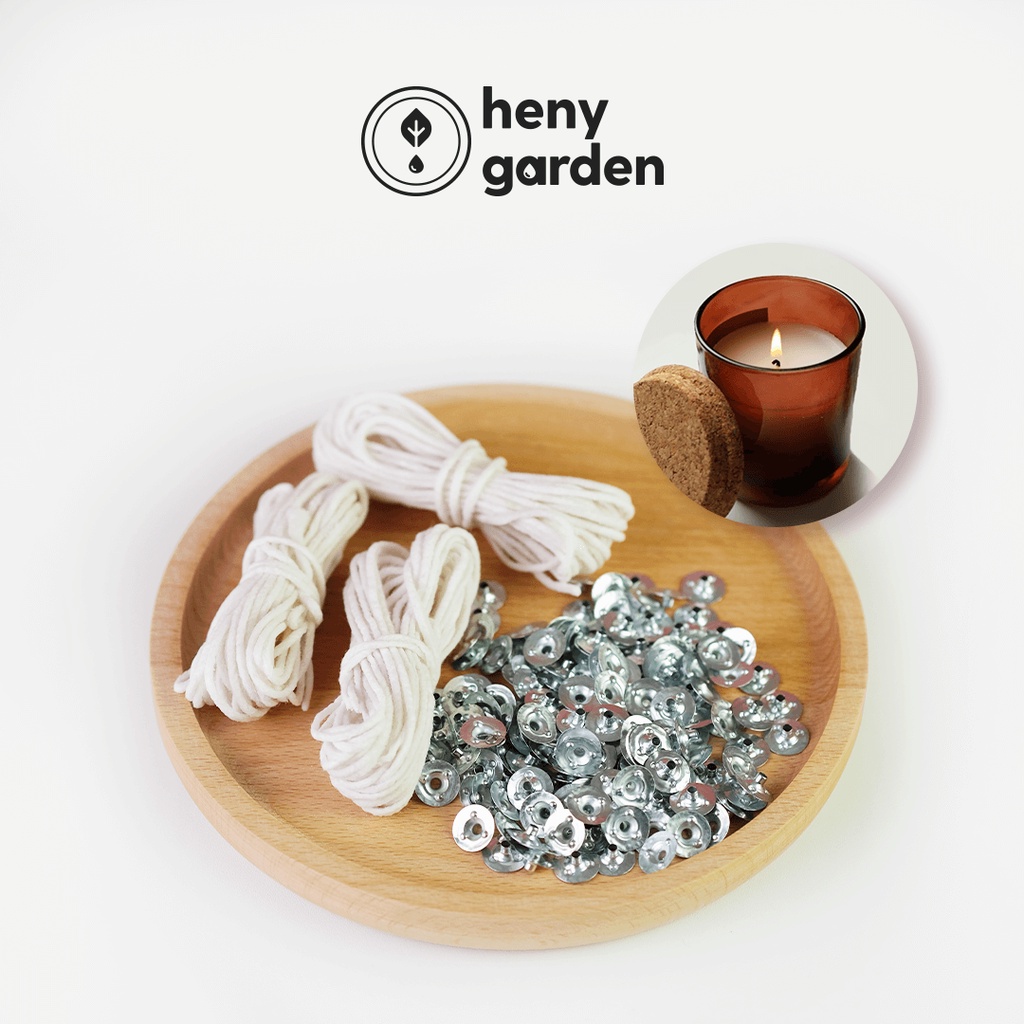 Bấc Nến Cotton Làm Nến Thơm Không Khói Kèm Đế Kẹp HENY GARDEN