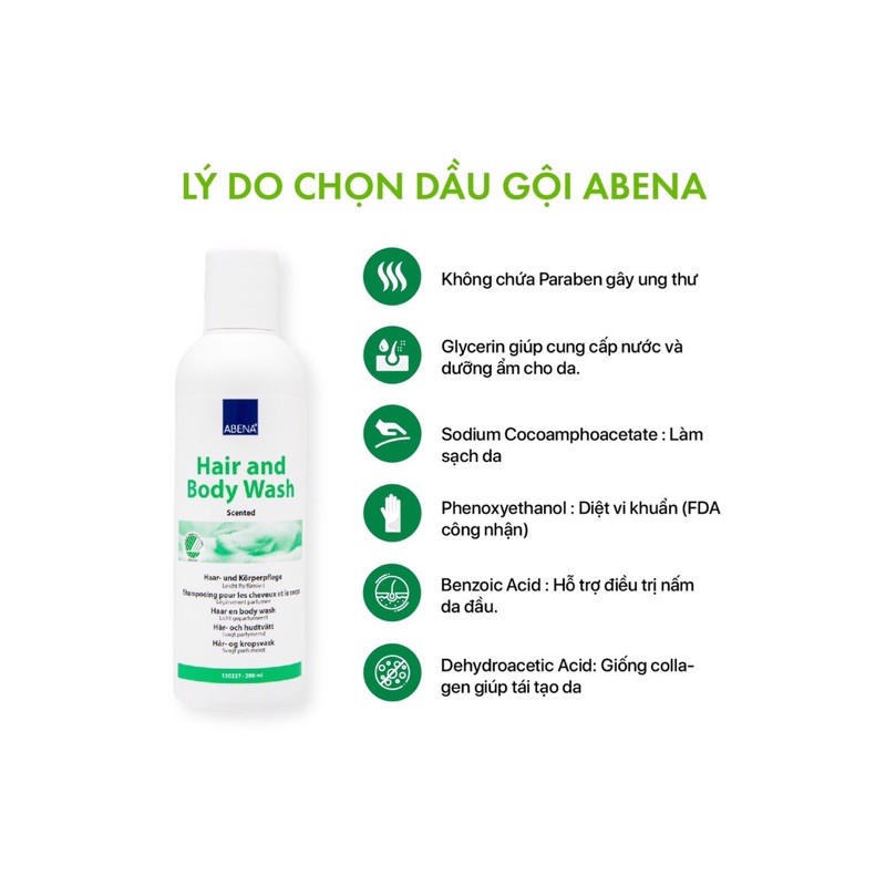 Dầu gội, tắm khô Abena Hair and Body Wash 200ml