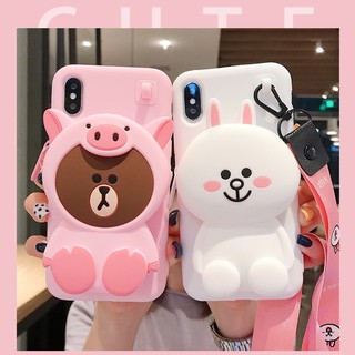 ỐP LƯNG THÚ CƯNG CÓ VÍ ĐỰNG ĐỒ CHO IPHONE 6/6S/6Plus/6SPlus/7Plus/8Plus/X/Xs/XsMax (Tặng kèm dây đeo)