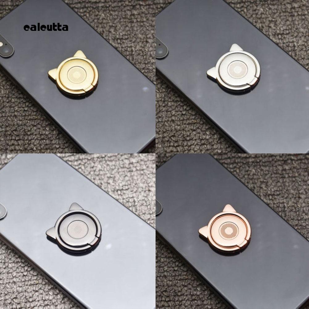 CAL_Universal Rotated Cute Cat Ears Metal Mobile Phone Finger Ring Holder Grip Stand