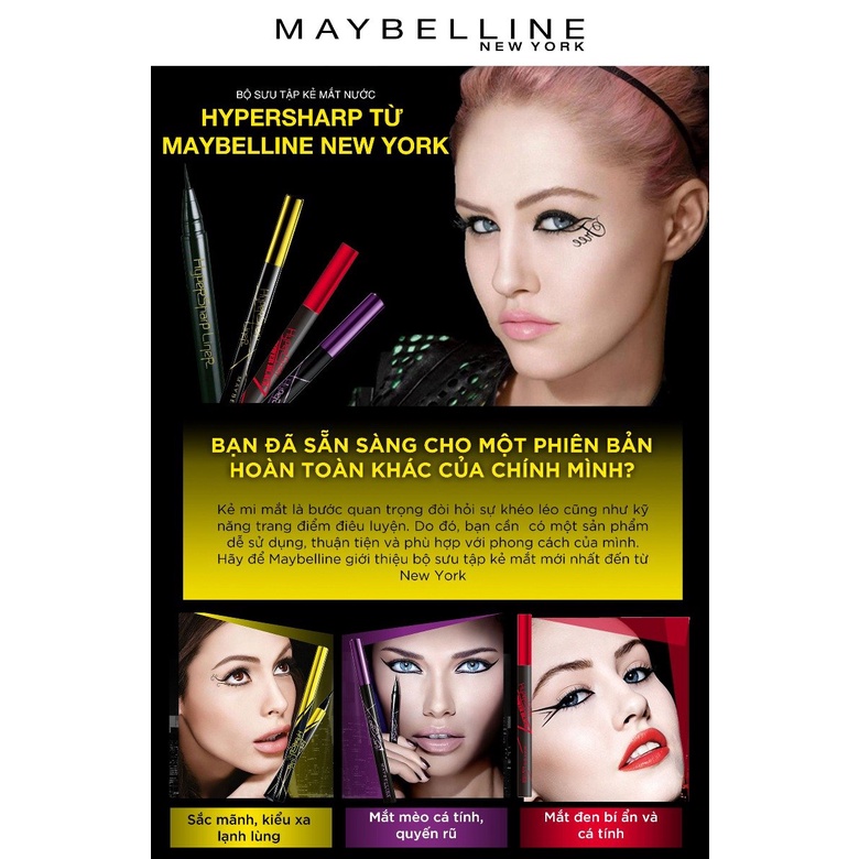 Kẻ Mắt Nước Maybelline Sắc Nét Không Trôi Màu Đen 0.5g HyperSharp Power Black Liquid Liner