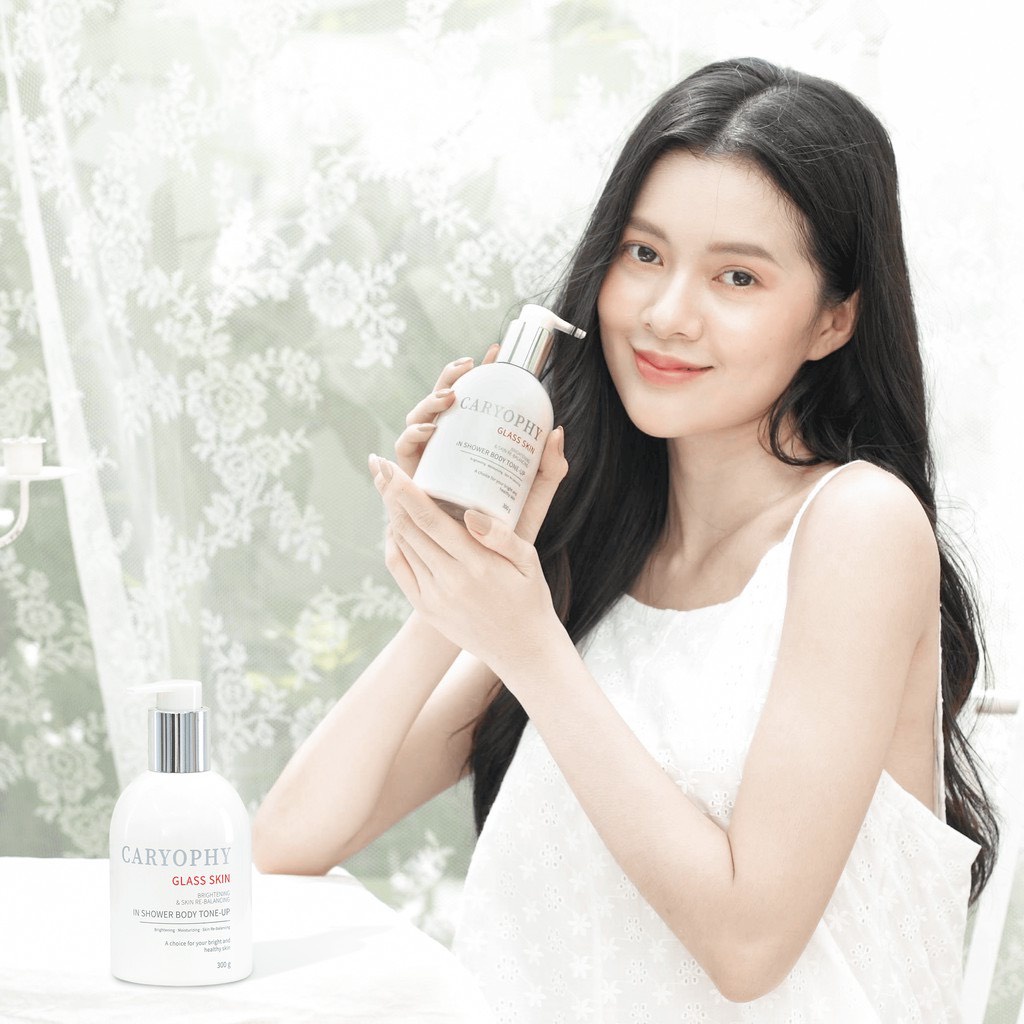 Kem Dưỡng Trắng Da Body Caryophy 3 in 1 Glass skin in Shower Body Tone Up 300g