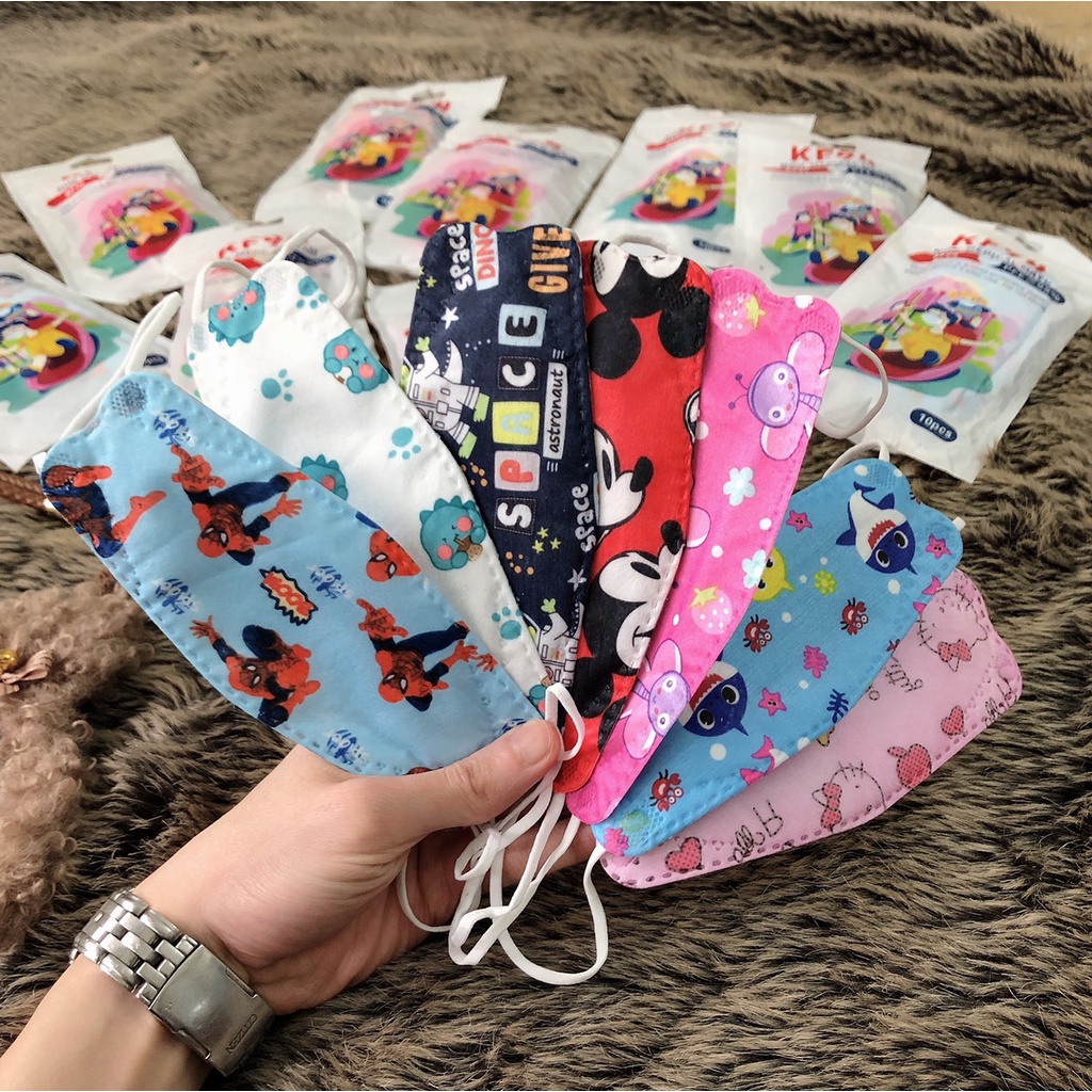 Set 10 Khẩu Trang 3D In Hình Cute Dành Cho Bé - Kháng Khuẩn, Chống Bụi Mịn Bảo Vệ Cho Bé (KT07)