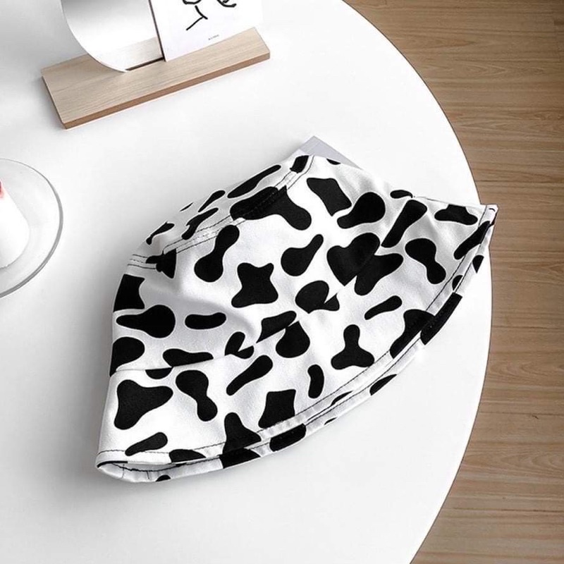 Mũ bucket bò sữa ❤️ Nón vành tròn hoạ tiết trắng đen phong cách form unisex nam nữ