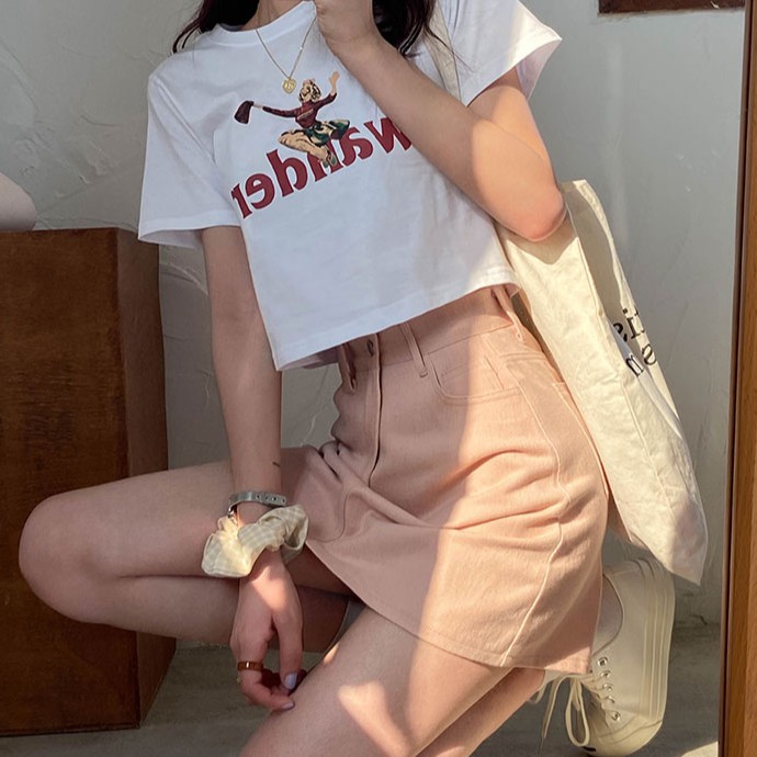 Chân Váy Jean Lưng Cao Dáng Chữ A Phong Cách Hàn Quốc Thời Trang Dễ Phối Đồ Cho Nữ