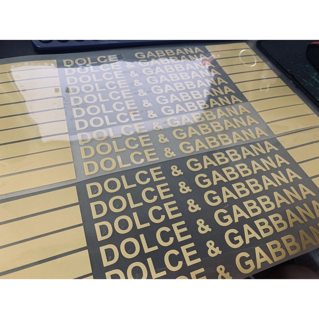 Decal Logo Sticker Patch in áo ủi trực tiếp lên vải chữ Dolce Gold