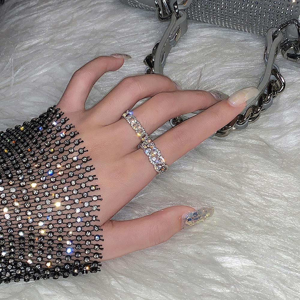 BACK2LIFE Nhẫn Hở 2 Lớp Họa Tiết Hình Học Thời Trang Dự Tiệc Cho Nữ