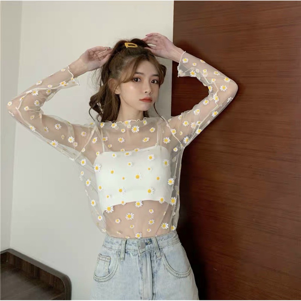 Aó Lưới Hoa Cúc tay Dài,LY STORE