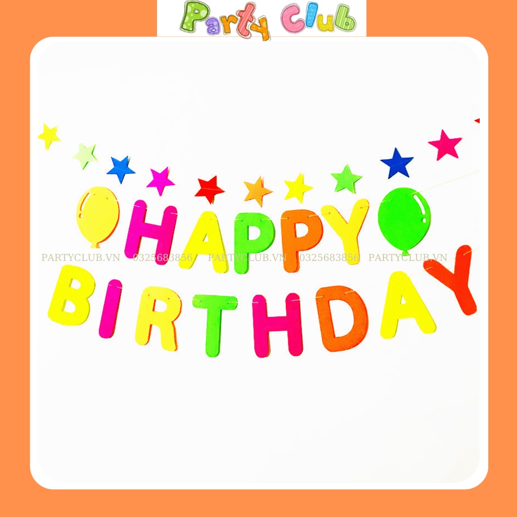 Dây chữ trang trí sinh nhật - dây treo Happy Birth Day màu neon