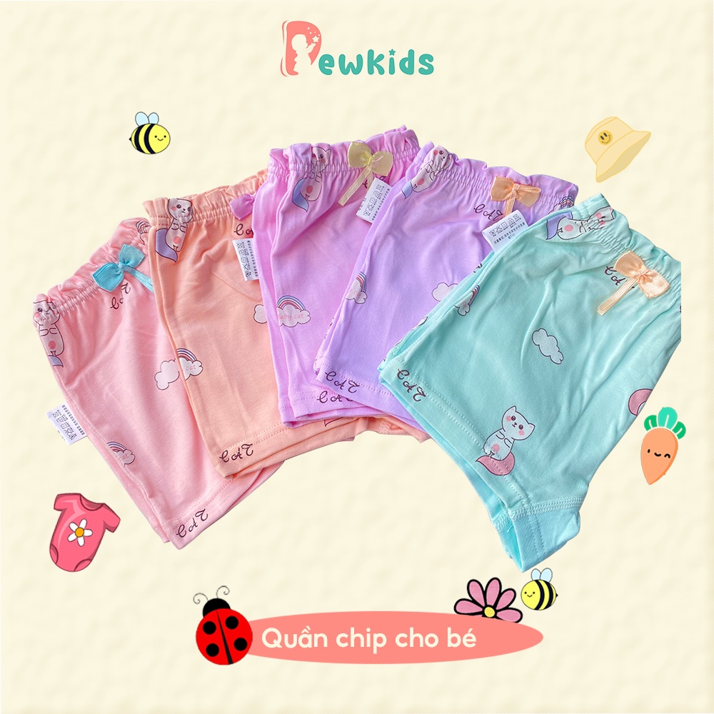 Quần chíp đùi cho bé gái DEWKID vải cotton co giãn in hình ngộ nghĩnh đáng yêu - QC01