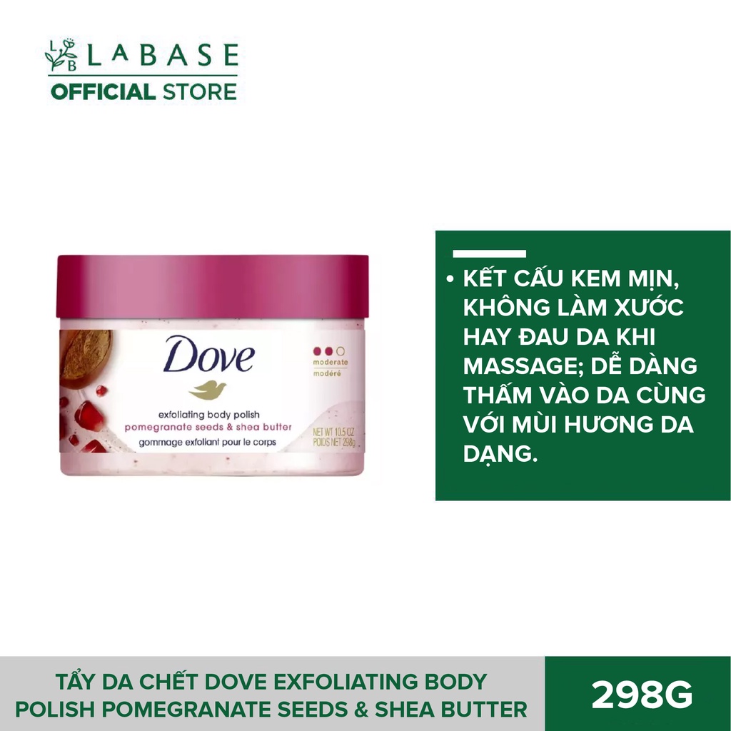 Tẩy da chết Dove Exfoliating Body Polish Pomegranate Seeds &amp; Shea Butter Hũ 298g