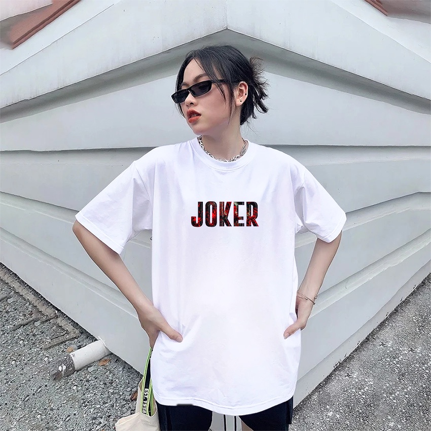 Áo Thun Unisex Nam Nữ-Áo Phông Form Rộng Cổ Tròn, Mặc Lớp, Nhóm, Cặp In Hình Joker