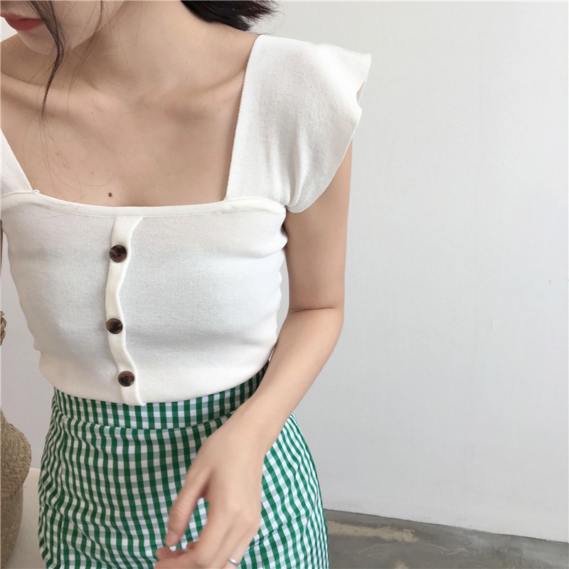 Áo kiểu SUXI hai dây màu trơn đơn giản