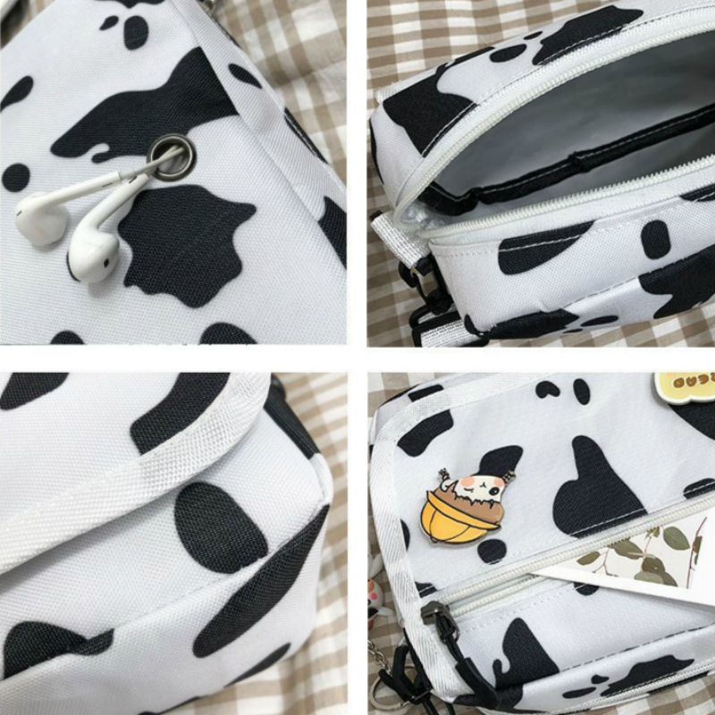 Túi Vải Thiết Kế Đeo Chéo Họa Tiết Bò Sữa Dễ Thương Dành Cho Nữ | BigBuy360 - bigbuy360.vn