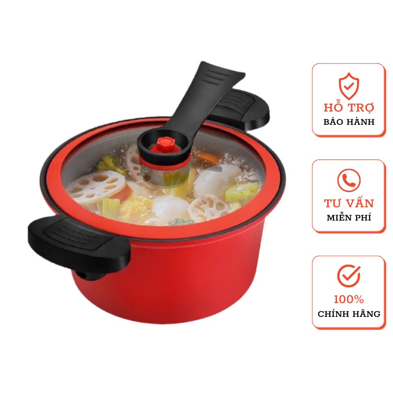 Nồi Áp Suất Chống Dính Dung Tích 3.5 Lít Nấu Được Bếp Từ Kiểu Dáng Hàn Quốc Gọn Nhẹ Dễ Sử Dụng, Nồi Hầm Đa Năng