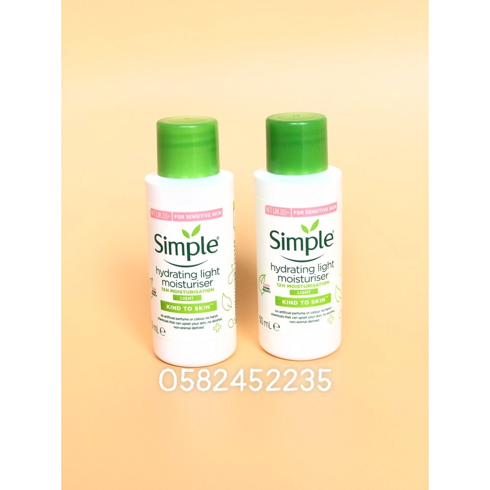 Kem dưỡng ẩm Simple Kind To Skin LIGHT cải thiện da dầu và da mụn size mini (Bill UK)