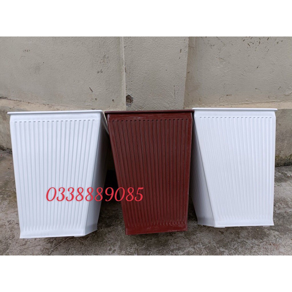 (35x27cm) Chậu nhựa trồng cây kiểu vuông cao gân sọc ,ảnh thật, hàng đẹp như hình
