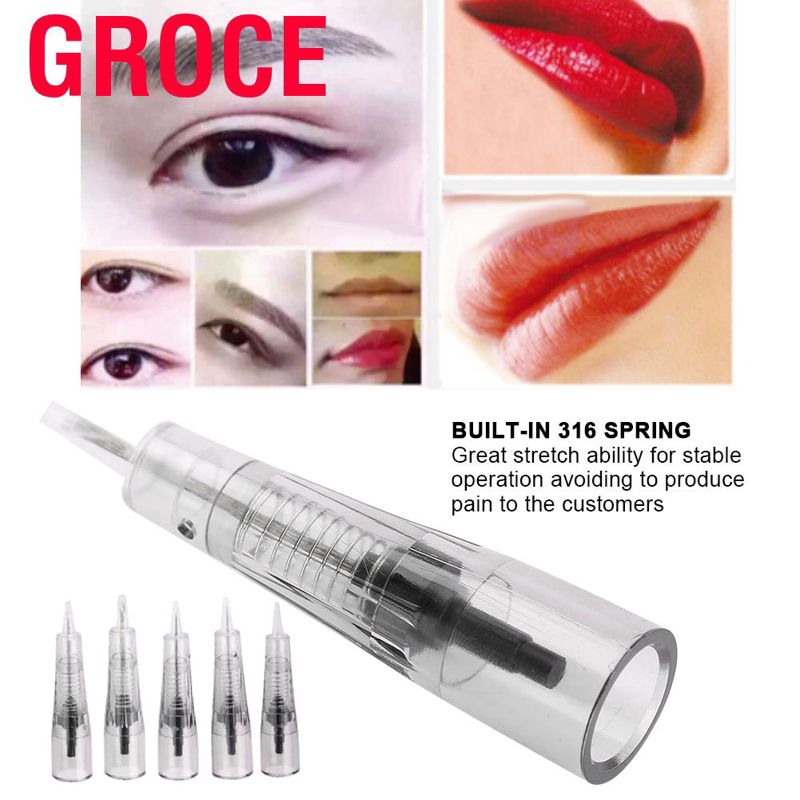 Groce 10Pcs Makeup Microblading Needles Anaesthetic Free Eyebrow Lip Tattoo Needle Cartridges