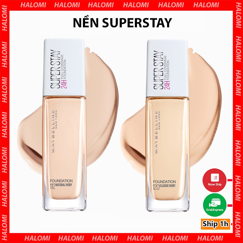 Kem Nền SuperStay Maybelline New York 24h Lâu Trôi Che Phủ Cao Full Coverage Foundation 30ml HALOMI