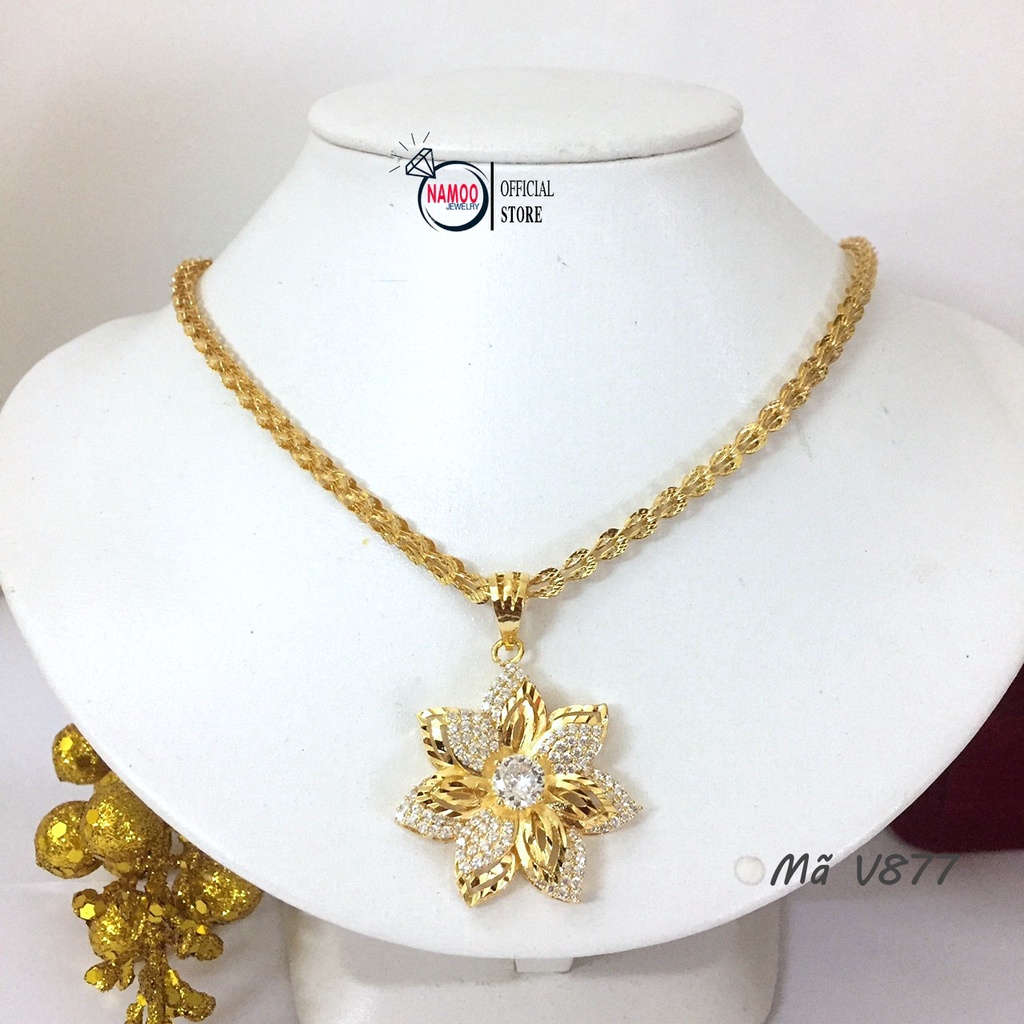 Dây Chuyền Nữ V877 Hoa 5 Cánh Lớn Kết Hợp Dây Phụng V251 DÀi Dây 50cm