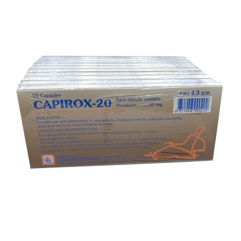 Lốc 10 Hộp Viên uống đau xương khớp gout Capirox 20 Thái Lan