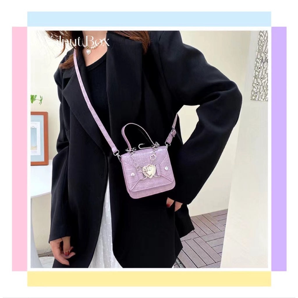 Túi Đeo Chéo Hình Vuông Nhỏ Màu Trơn Phong Cách Phương Tây Thiết Kế Đơn Giản Dành Cho Nữ