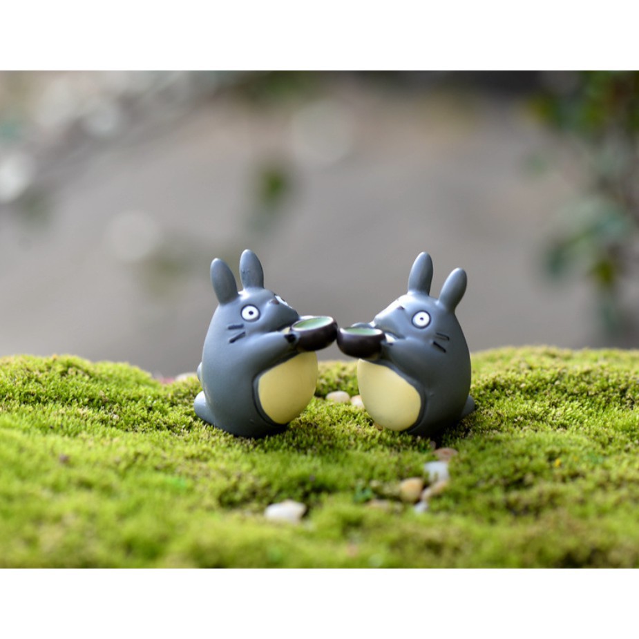 Mô hình Totoro uống trà dùng trang trí tiểu cảnh, bonsai