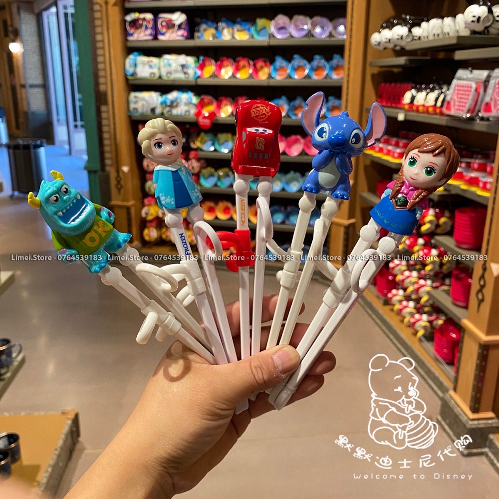 Đũa tập ăn nhựa 3D Frozen Car95 Princess Mickey Minnie Elsa Stitch Mike Sulley Rapunzel Disney cho trẻ em