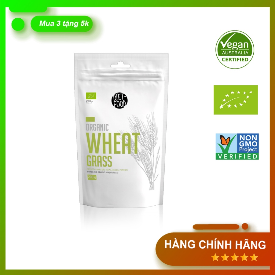 Bột Cỏ Lúa Mì Non Hữu Cơ Diet Food Organic Wheat Grass Powder Hỗ Trợ Ăn Kiêng Gỉam Cân