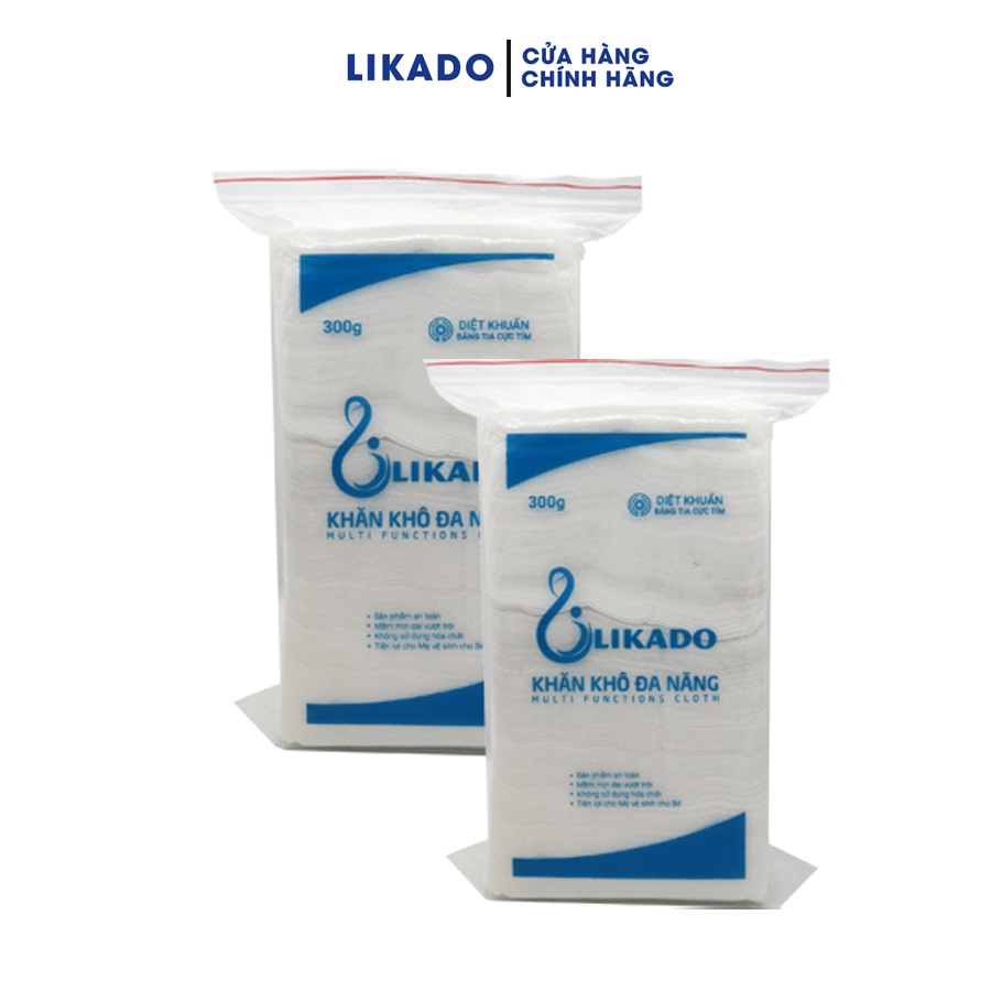 Khăn vải khô đa năng Likado cho bé 300g kích thước 15x20cm - SET 2 GÓI