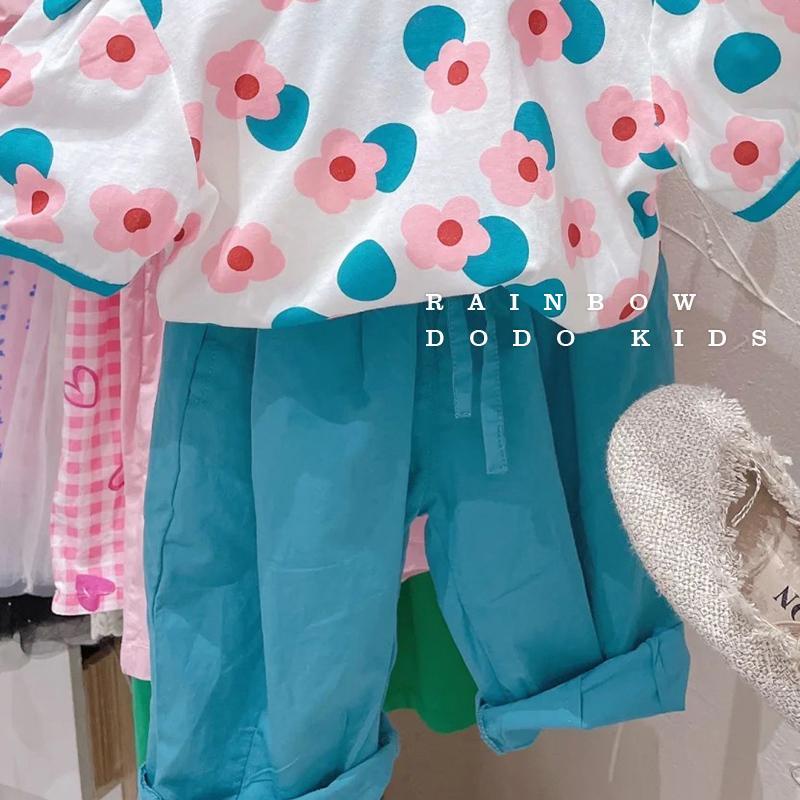 Bộ Áo Thun Cổ Tròn Tay Ngắn Dáng Rộng In Hình Hoa + Quần Short Màu Trơn Phong Cách Hàn Quốc Thời Trang Mùa Hè Hàng Mới Dành Cho Bé Gái 2023