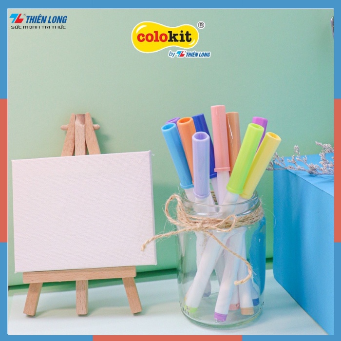 Bút lông, bút dạ fiber pen 20 màu pastel, Bút lông màu rửa được, màu Pastel Washable Thiên Long Colokit SWM-C008