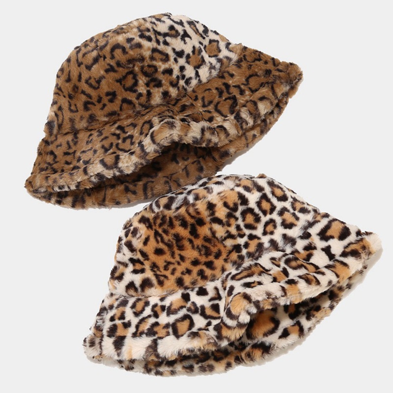 Mũ Tai Bèo Giả Lông Thỏ Họa Tiết Da Báo Phong Cách Vintage