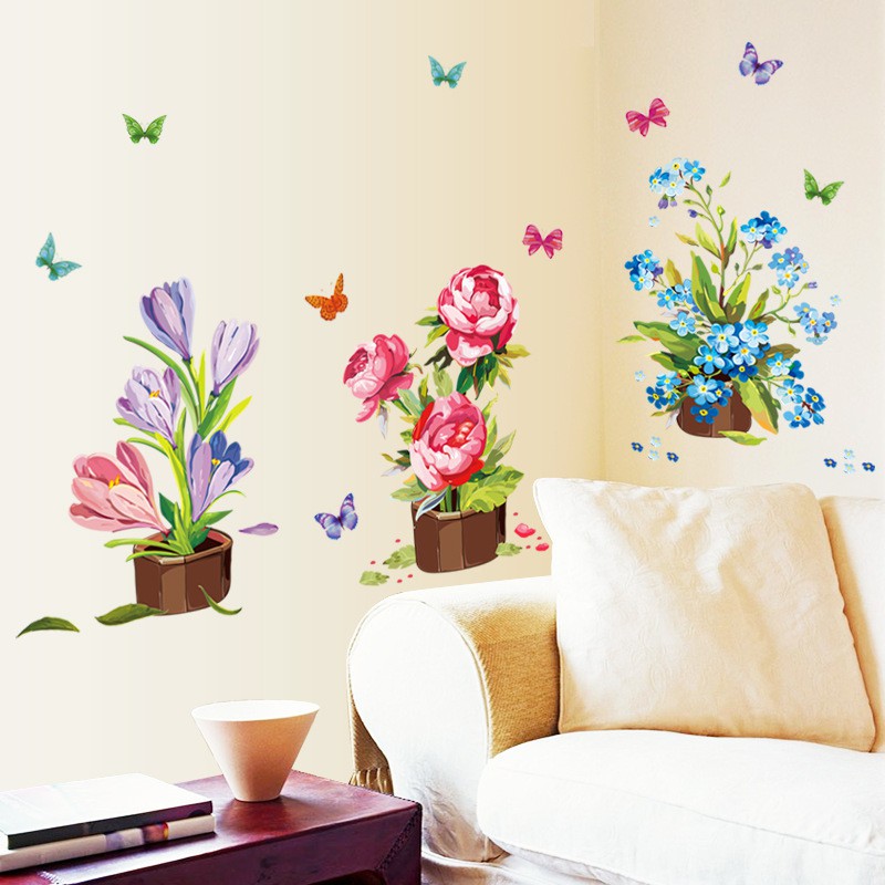 Decal Dán Tường - Giấy Dán Tường - lọ hoa - FlowerdecalAY7274