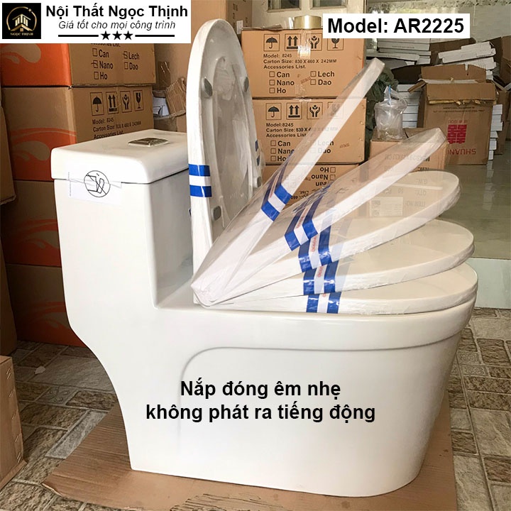 Bồn cầu đúc liền khối men sứ Nano Arino AR-2225 hàng chính hãng xả xoáy kép siêu mạnh