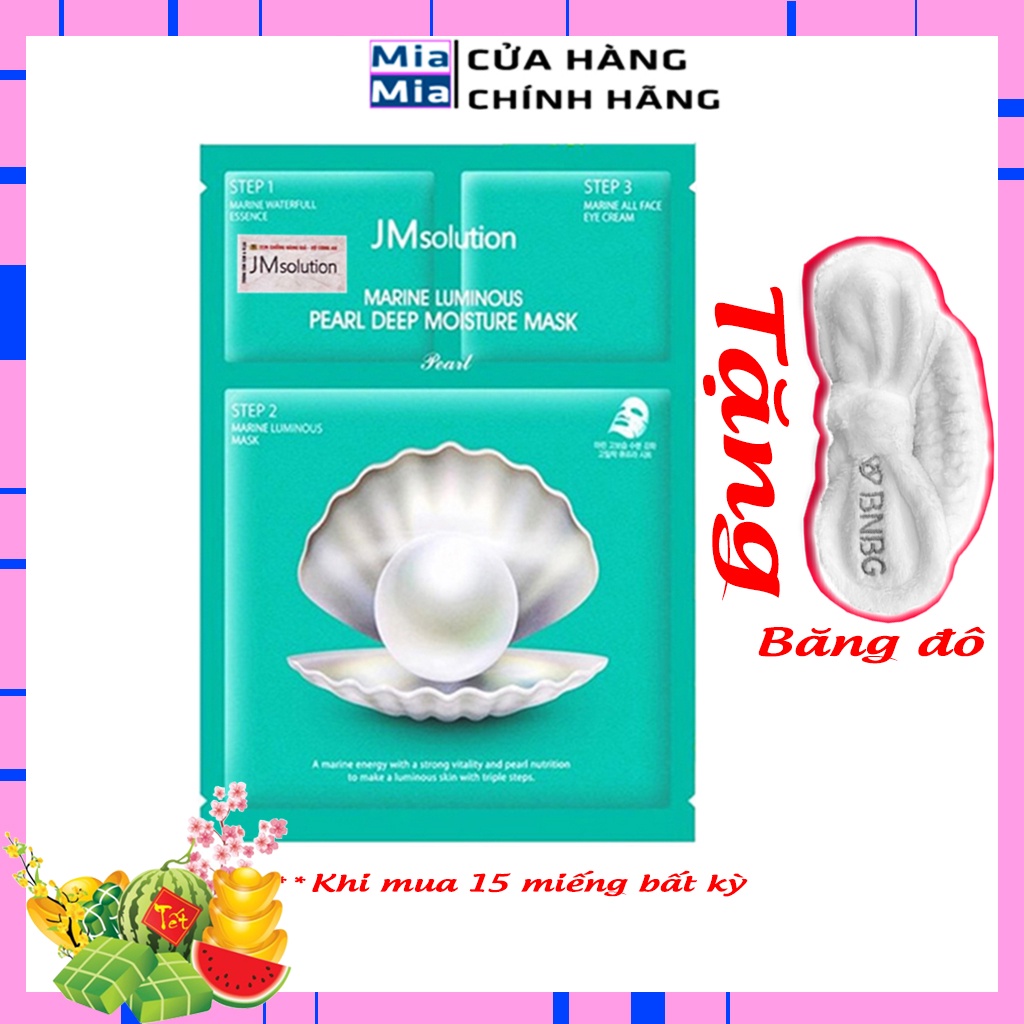 Mặt nạ JM Solution ngọc trai 3 bước (Miếng Lẻ) JMSolution Marine Luminous Pearl Deep Moisture Mask cấp ẩm dưỡng trắng