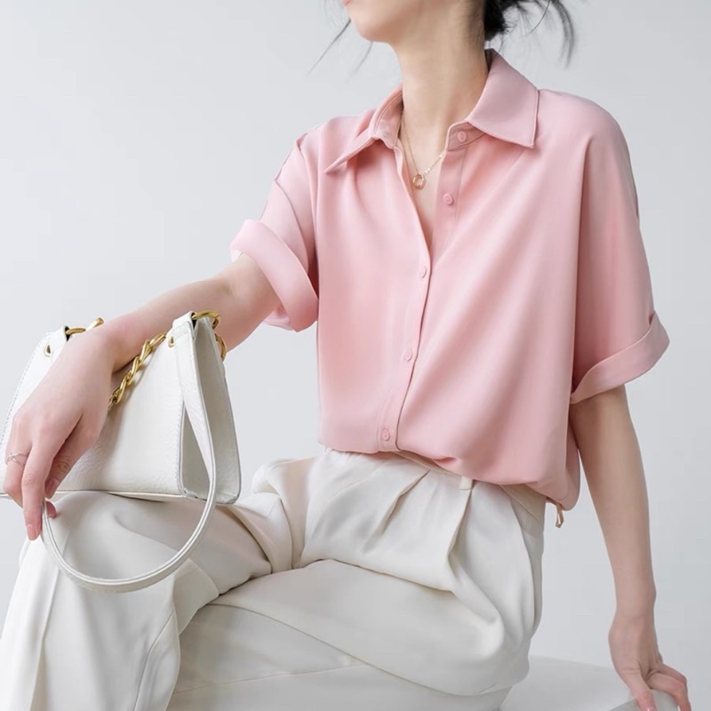 Áo sơ mi công sở cơ bản cộc tay bốn màu siêu xinh